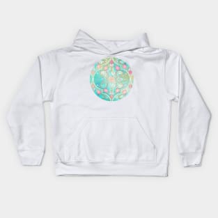 Floral Moroccan in Spring Pastels - Aqua, Pink, Mint & Peach Kids Hoodie